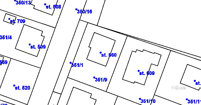 Parcela st. 560 v KÚ Rožďalovice, Katastrální mapa