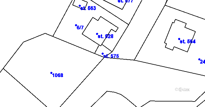 Parcela st. 575 v KÚ Rožďalovice, Katastrální mapa
