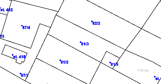Parcela st. 81/3 v KÚ Rožďalovice, Katastrální mapa