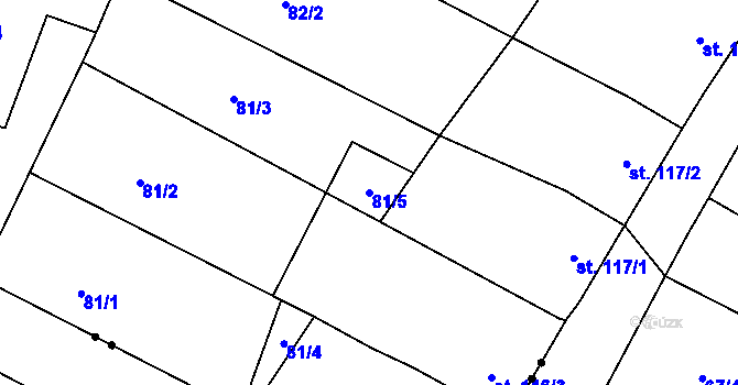 Parcela st. 81/5 v KÚ Rožďalovice, Katastrální mapa