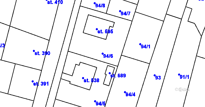 Parcela st. 94/6 v KÚ Rožďalovice, Katastrální mapa