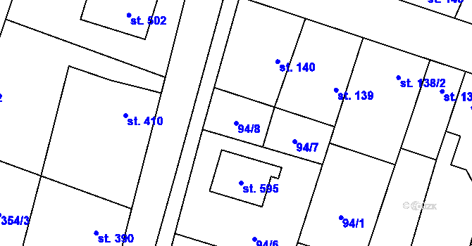 Parcela st. 94/8 v KÚ Rožďalovice, Katastrální mapa