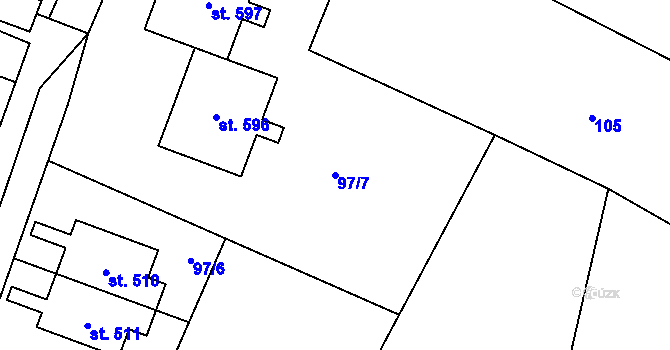 Parcela st. 97/7 v KÚ Rožďalovice, Katastrální mapa