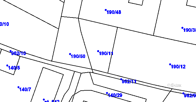 Parcela st. 190/11 v KÚ Rožďalovice, Katastrální mapa