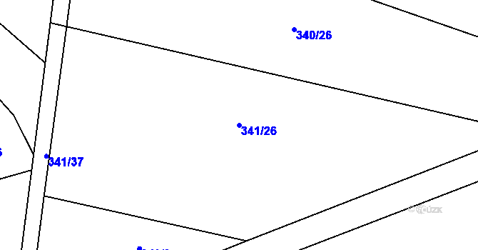 Parcela st. 341/26 v KÚ Rožďalovice, Katastrální mapa