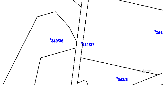 Parcela st. 341/37 v KÚ Rožďalovice, Katastrální mapa