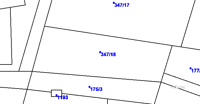 Parcela st. 347/18 v KÚ Rožďalovice, Katastrální mapa