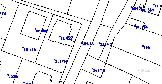 Parcela st. 351/16 v KÚ Rožďalovice, Katastrální mapa