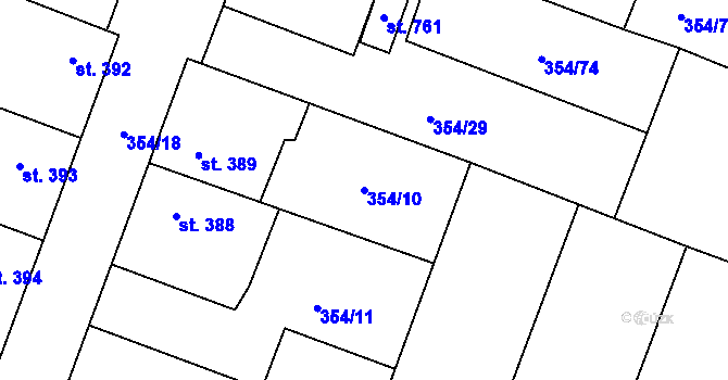 Parcela st. 354/10 v KÚ Rožďalovice, Katastrální mapa