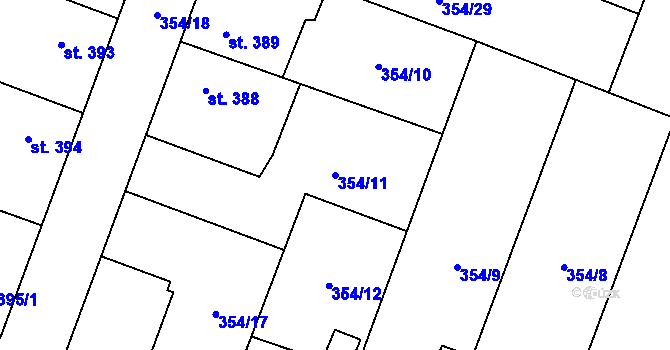 Parcela st. 354/11 v KÚ Rožďalovice, Katastrální mapa