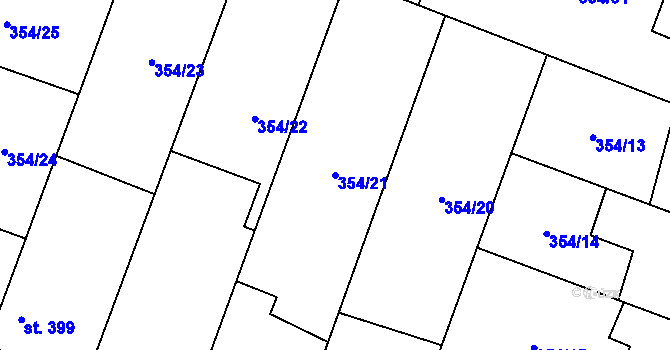 Parcela st. 354/21 v KÚ Rožďalovice, Katastrální mapa