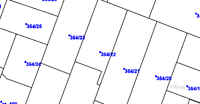 Parcela st. 354/22 v KÚ Rožďalovice, Katastrální mapa