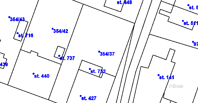 Parcela st. 354/37 v KÚ Rožďalovice, Katastrální mapa