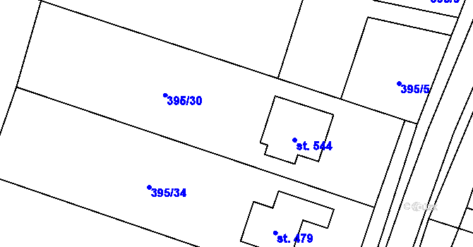 Parcela st. 395/26 v KÚ Rožďalovice, Katastrální mapa