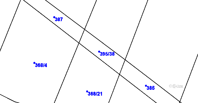 Parcela st. 395/38 v KÚ Rožďalovice, Katastrální mapa