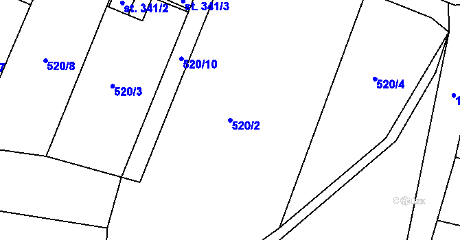 Parcela st. 520/2 v KÚ Rožďalovice, Katastrální mapa