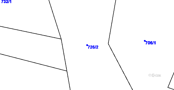 Parcela st. 726/2 v KÚ Rožďalovice, Katastrální mapa