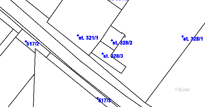 Parcela st. 328/3 v KÚ Rožďalovice, Katastrální mapa