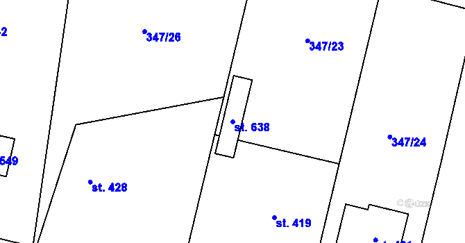 Parcela st. 638 v KÚ Rožďalovice, Katastrální mapa