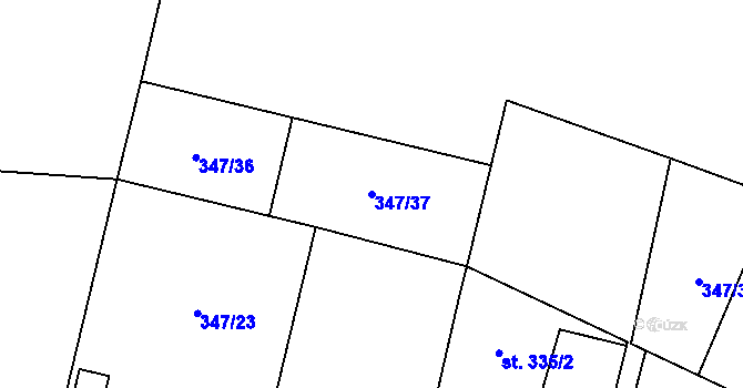 Parcela st. 347/37 v KÚ Rožďalovice, Katastrální mapa