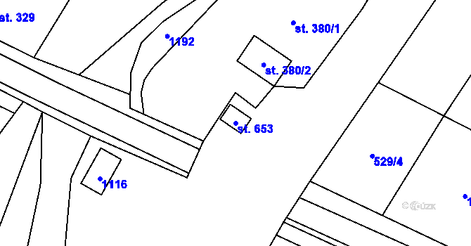 Parcela st. 653 v KÚ Rožďalovice, Katastrální mapa
