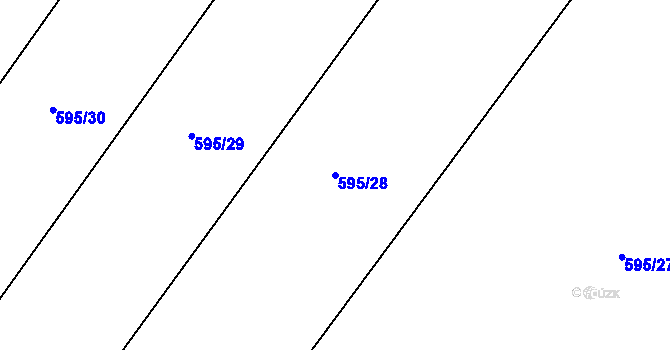 Parcela st. 595/28 v KÚ Rožďalovice, Katastrální mapa