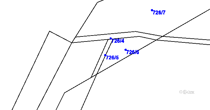 Parcela st. 726/5 v KÚ Rožďalovice, Katastrální mapa
