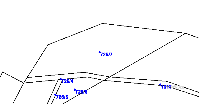 Parcela st. 726/7 v KÚ Rožďalovice, Katastrální mapa