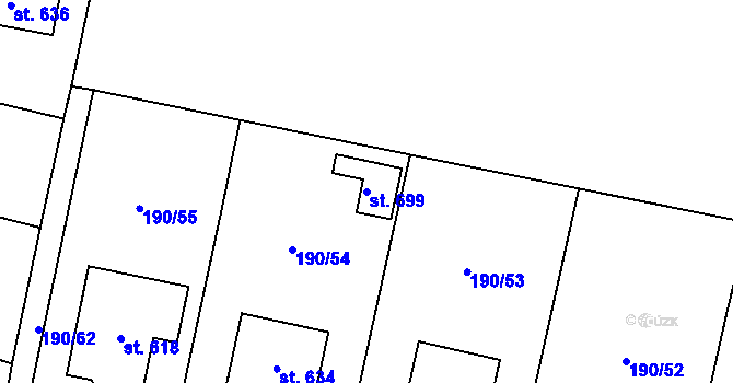 Parcela st. 699 v KÚ Rožďalovice, Katastrální mapa