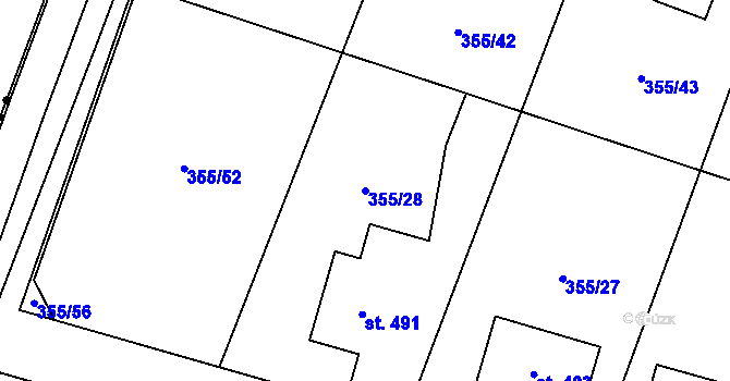 Parcela st. 355/28 v KÚ Zámostí u Rožďalovic, Katastrální mapa