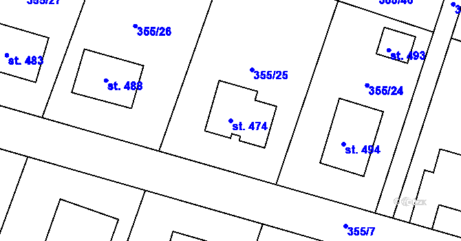 Parcela st. 474 v KÚ Zámostí u Rožďalovic, Katastrální mapa