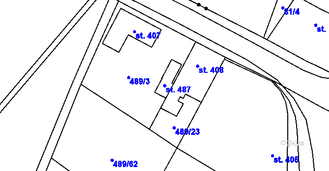 Parcela st. 487 v KÚ Zámostí u Rožďalovic, Katastrální mapa