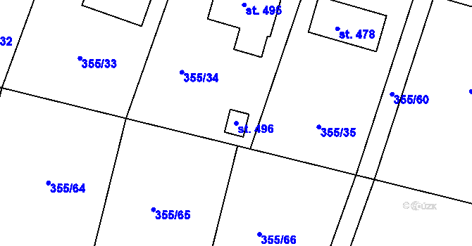 Parcela st. 496 v KÚ Zámostí u Rožďalovic, Katastrální mapa
