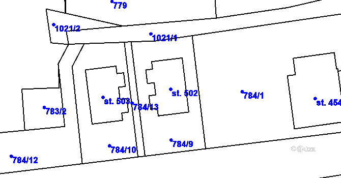 Parcela st. 502 v KÚ Zámostí u Rožďalovic, Katastrální mapa