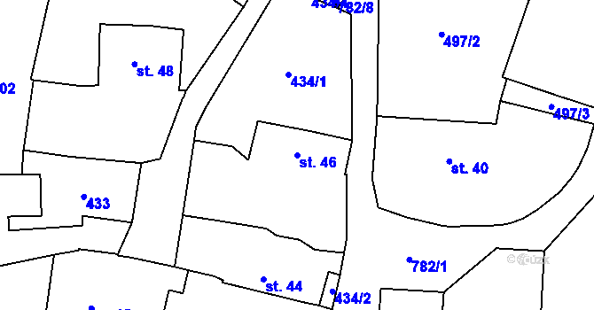 Parcela st. 46 v KÚ Roželov, Katastrální mapa