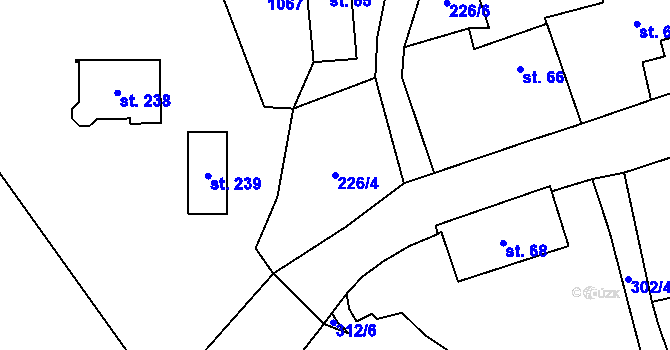 Parcela st. 226/4 v KÚ Roželov, Katastrální mapa