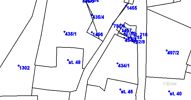 Parcela st. 435/2 v KÚ Roželov, Katastrální mapa