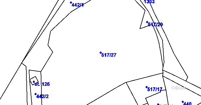 Parcela st. 517/27 v KÚ Roželov, Katastrální mapa