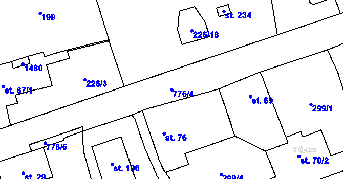 Parcela st. 776/4 v KÚ Roželov, Katastrální mapa