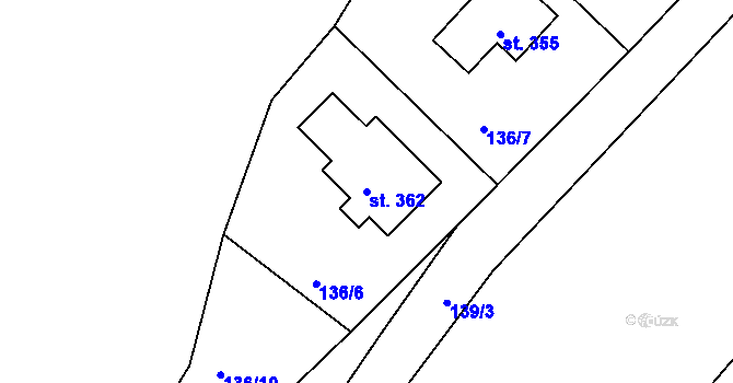 Parcela st. 362 v KÚ Rožmberk nad Vltavou, Katastrální mapa