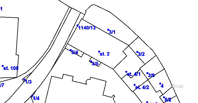 Parcela st. 2 v KÚ Rožmberk nad Vltavou, Katastrální mapa