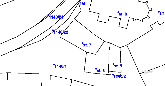 Parcela st. 7 v KÚ Rožmberk nad Vltavou, Katastrální mapa