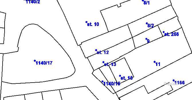 Parcela st. 12 v KÚ Rožmberk nad Vltavou, Katastrální mapa