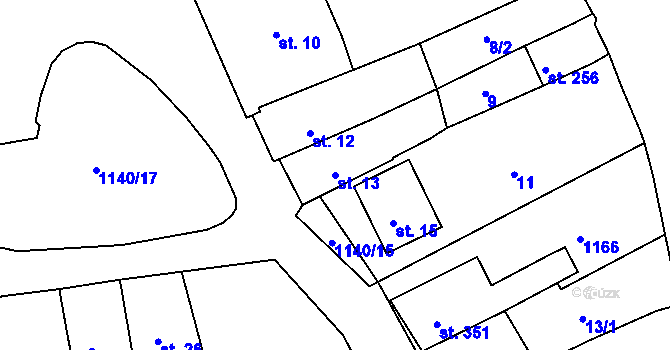 Parcela st. 13 v KÚ Rožmberk nad Vltavou, Katastrální mapa