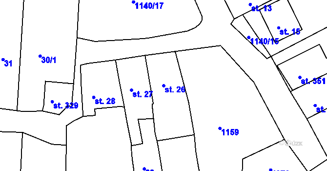 Parcela st. 26 v KÚ Rožmberk nad Vltavou, Katastrální mapa