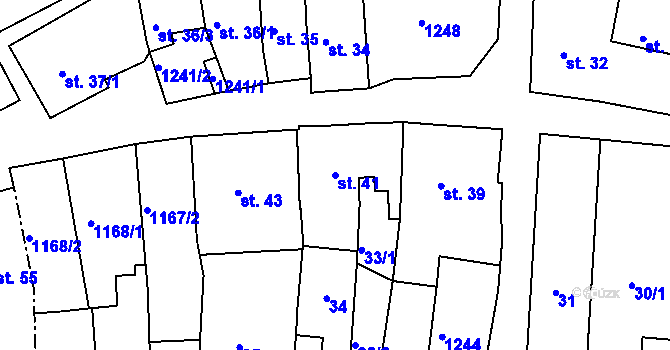 Parcela st. 41 v KÚ Rožmberk nad Vltavou, Katastrální mapa