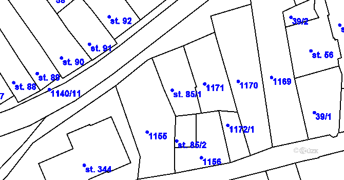Parcela st. 85/1 v KÚ Rožmberk nad Vltavou, Katastrální mapa