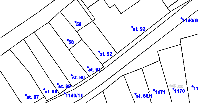 Parcela st. 92 v KÚ Rožmberk nad Vltavou, Katastrální mapa