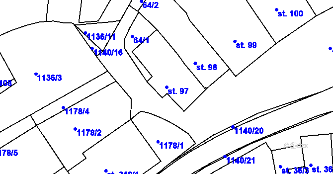 Parcela st. 97 v KÚ Rožmberk nad Vltavou, Katastrální mapa