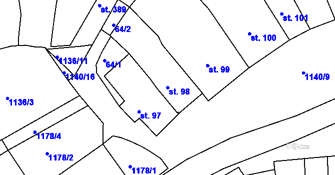 Parcela st. 98 v KÚ Rožmberk nad Vltavou, Katastrální mapa